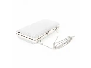 Μεγάλη ασημένια βραδινή τσάντα