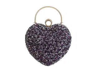 Μωβ βραδινή τσάντα - καρδιά