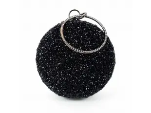 Γυαλιστερή μαύρη στρογγυλή τσάντα