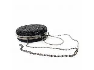 Γυαλιστερή μαύρη στρογγυλή τσάντα