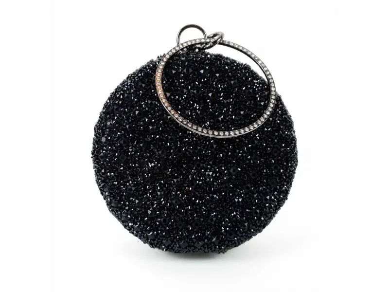 Γυαλιστερή μαύρη στρογγυλή τσάντα