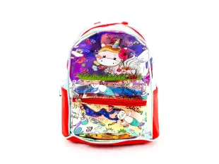 Κόκκινο διαφανές σακίδιο πλάτης με μονόκερο