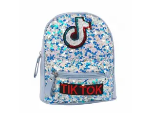 Μπλε σακίδιο πλάτης με πούλιες - Tik Tok